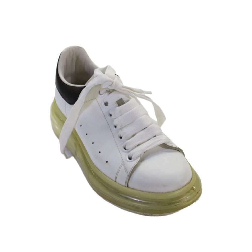 Alexander McQueen Womens Lace Up Logo Back Chunky Sneakers White Leather 36.5